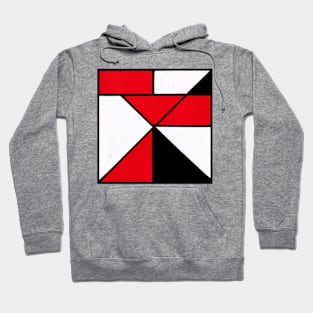 Red, Black, and White Geometric Abstract Acrylic Painting Hoodie